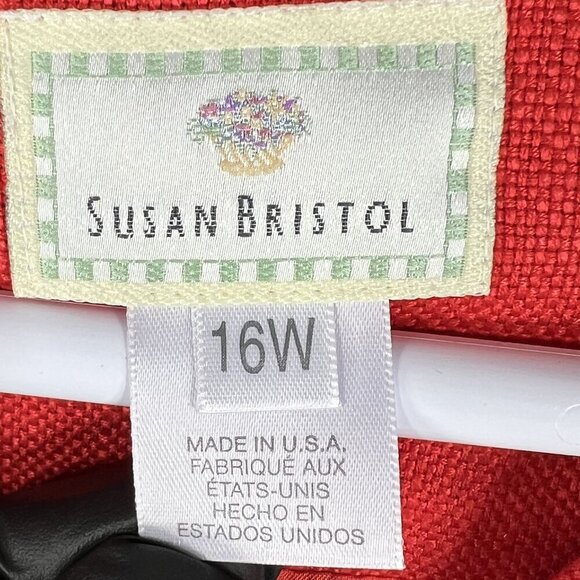 Susan Bristol NWT Womens 16W Red Button Down Blazer Jacket Pockets Career Office - Picture 12 of 16